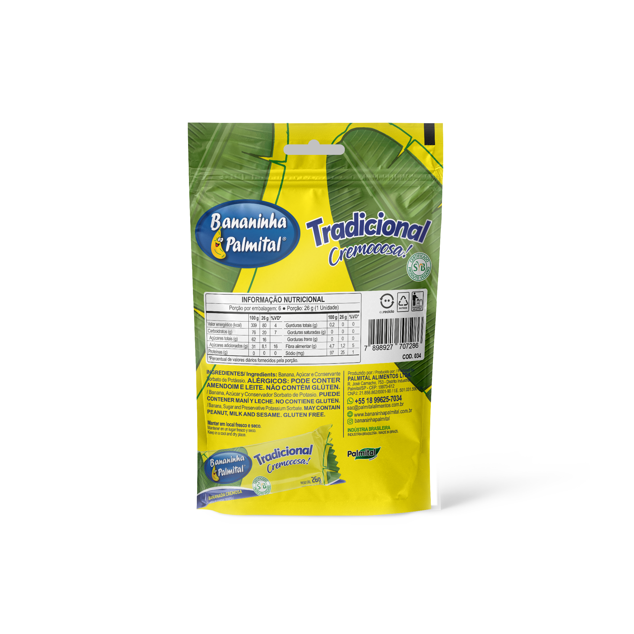 BANANINHA PALMITAL TRADICIONAL – POUCH COM 06 UNIDADES